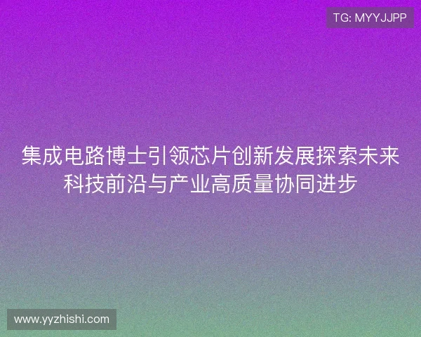 集成电路博士引领芯片创新发展探索未来科技前沿与产业高质量协同进步 集成电路博士引领芯片创新发展探索未来科技前沿与产业高质量协同进步